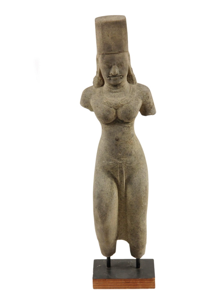 Appraisal: KHMER STATUE OF A DEITY - Carved Grey Sandstone Figure