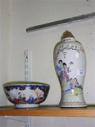 Appraisal: A CHINESE POLYCHROME VASE decorated with ladies in robes in