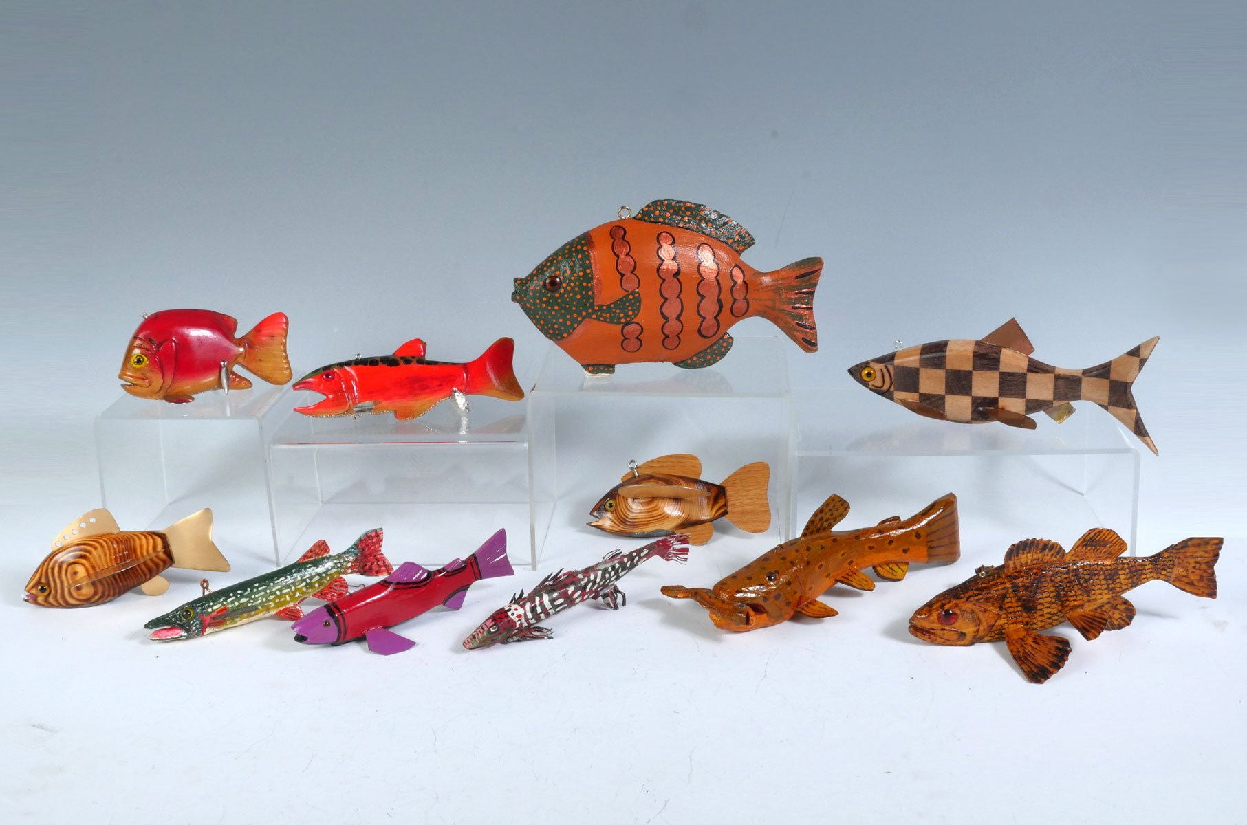 Appraisal: ELEVEN PIECE FISH DECOY LOT To Include Large Orange and