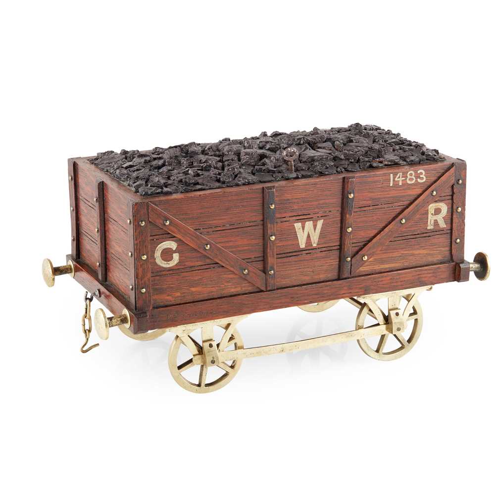 Appraisal: NOVELTY BRASS MOUNTED OAK 'GREAT WESTERN RAILWAY COAL CAR' TABLE