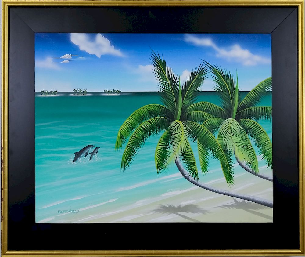 Appraisal: Valter Morais Brazilian Seascape Art Oil Painting Signed original acrylic