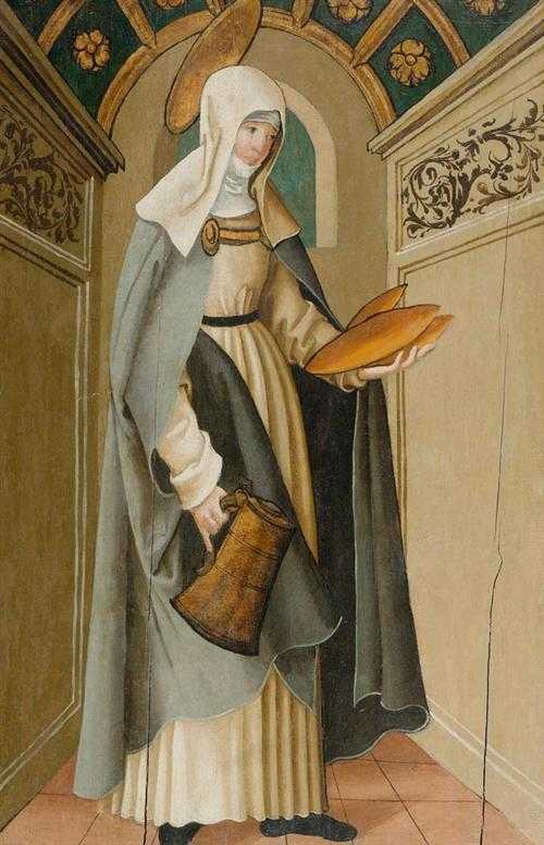 Appraisal: GERMAN SCHOOL TH CENTURY Nun with bread and jug Oil