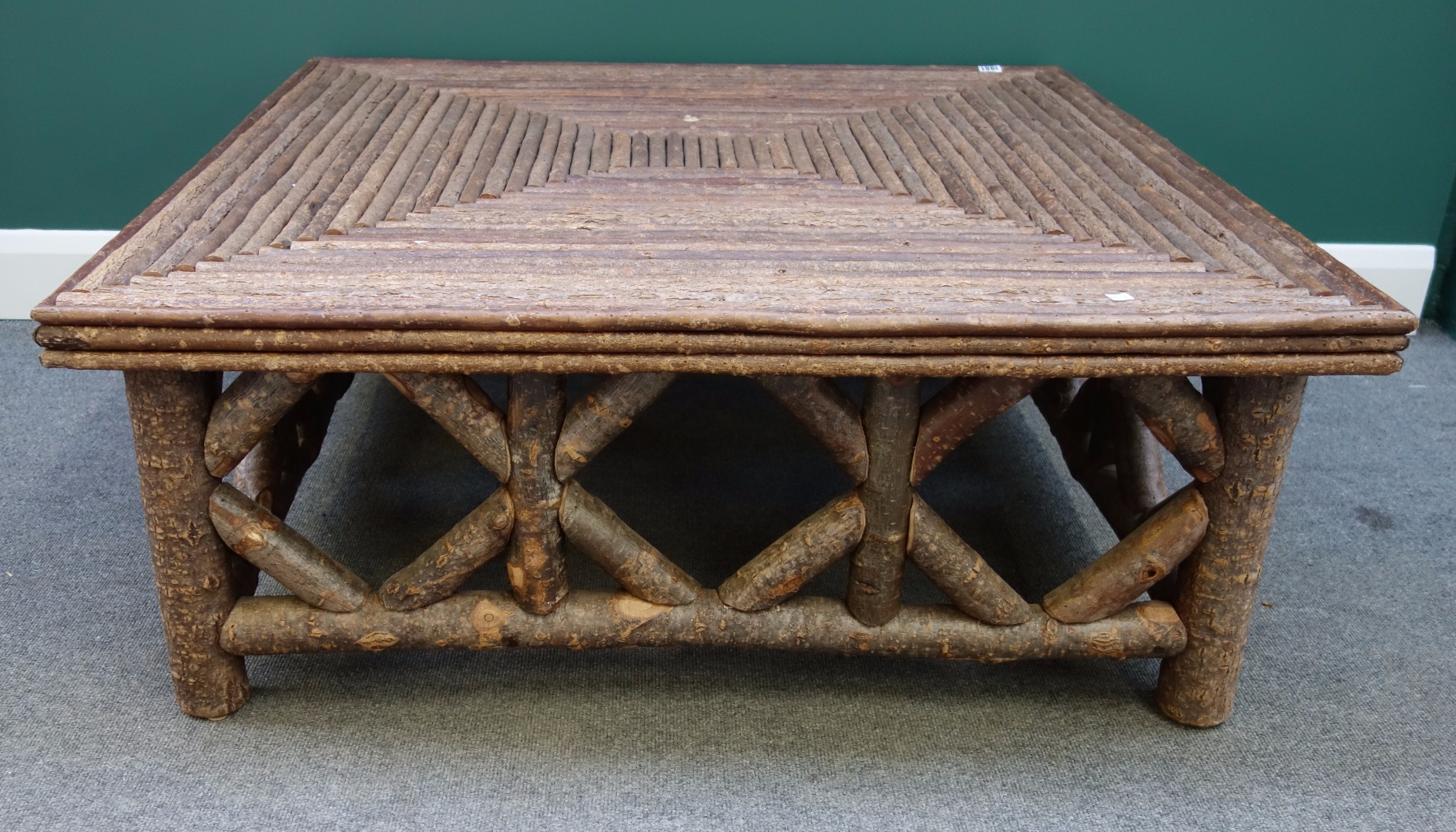 Appraisal: A th century square coffee table the top constructed with