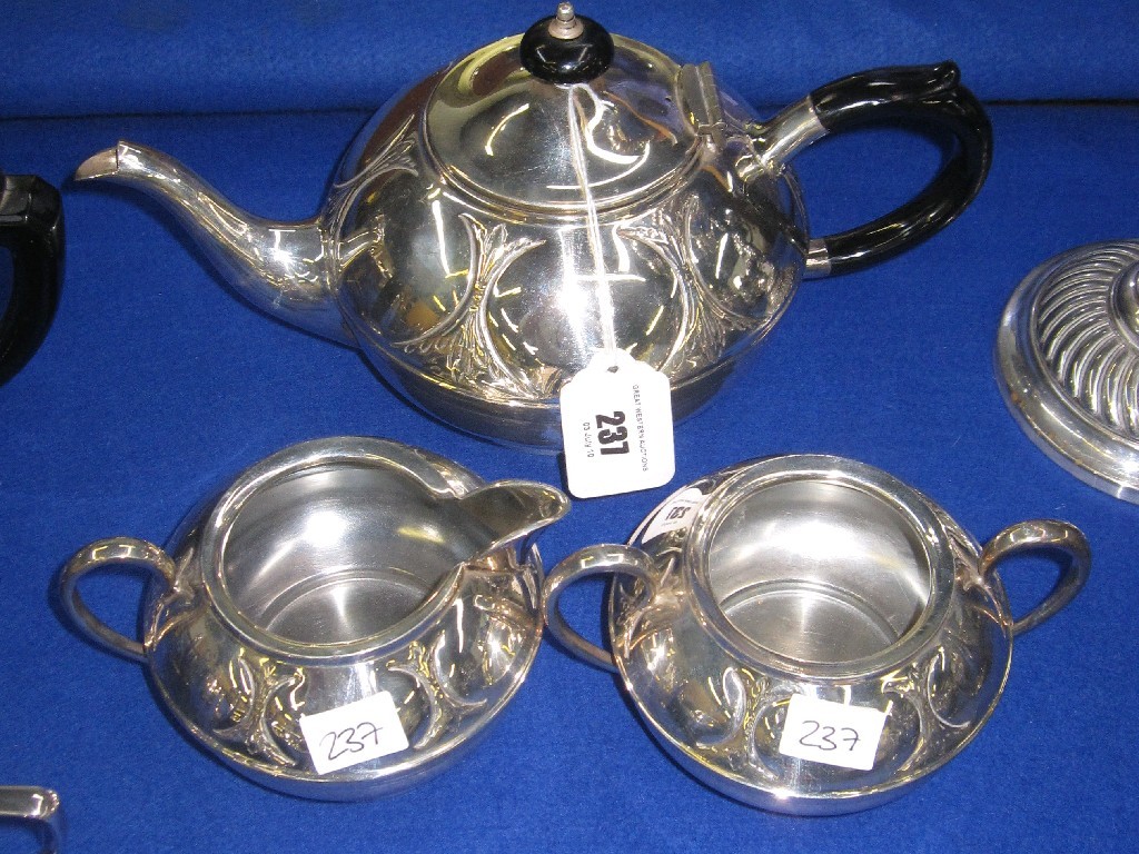 Appraisal: Three piece silver plated tea service