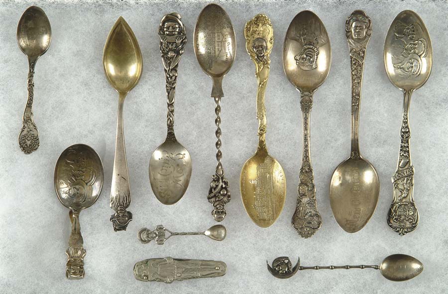 Appraisal: LOT OF TWELVE AFRICAN-AMERICAN ART SILVER SOUVENIR SPOONS Twelve great