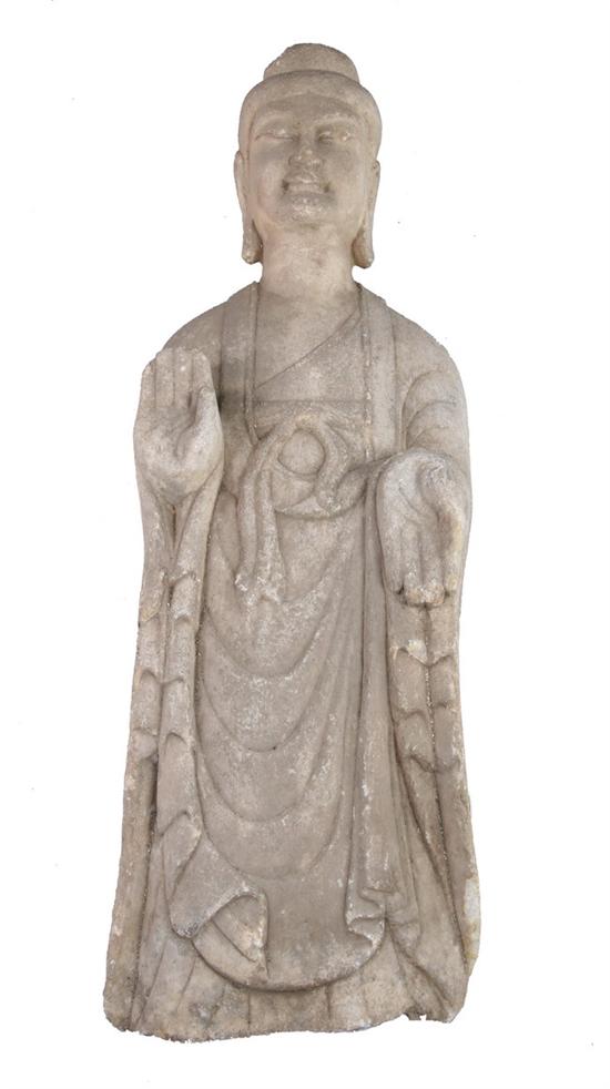 Appraisal: CHINESE CARVED MARBLE FIGURE OF DEITY Wei Dynasty-style - in