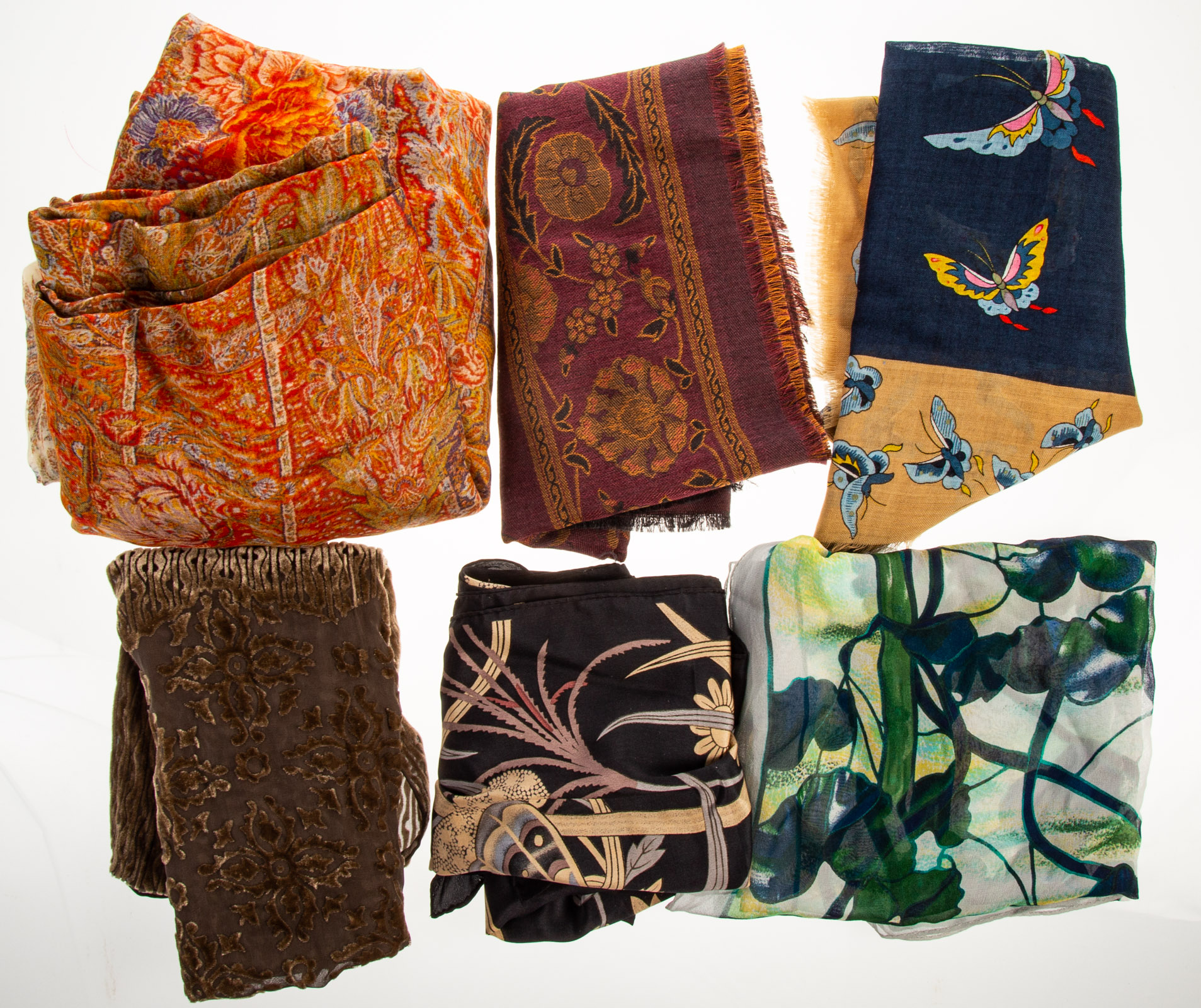 Appraisal: COLLECTION OF MOMA SCARVES Various materials including wool silk and