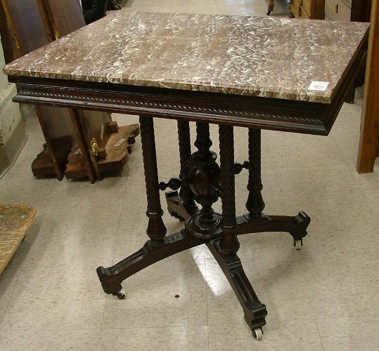 Appraisal: VICTORIAN MARBLE-TOPPED LAMP TABLE American last quarter of the th