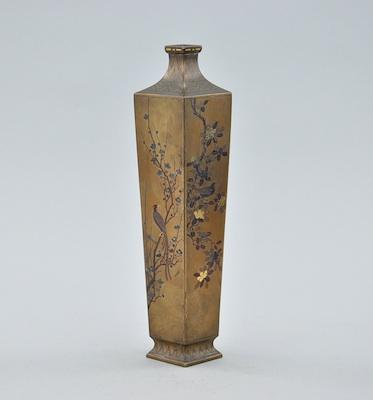 Appraisal: A Shibishu Mixed Metals Vase A footed four-sided vase of