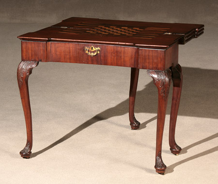 Appraisal: George III Style Mahogany Triple Fold-Top Games Table Last Quarter