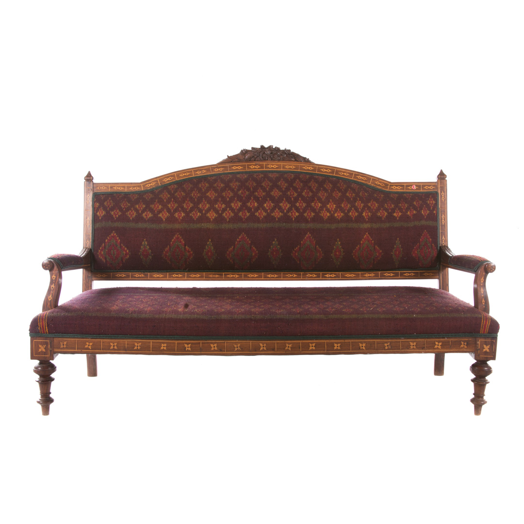 Appraisal: British-Colonial inlaid rosewood settee late th century exposed frame with