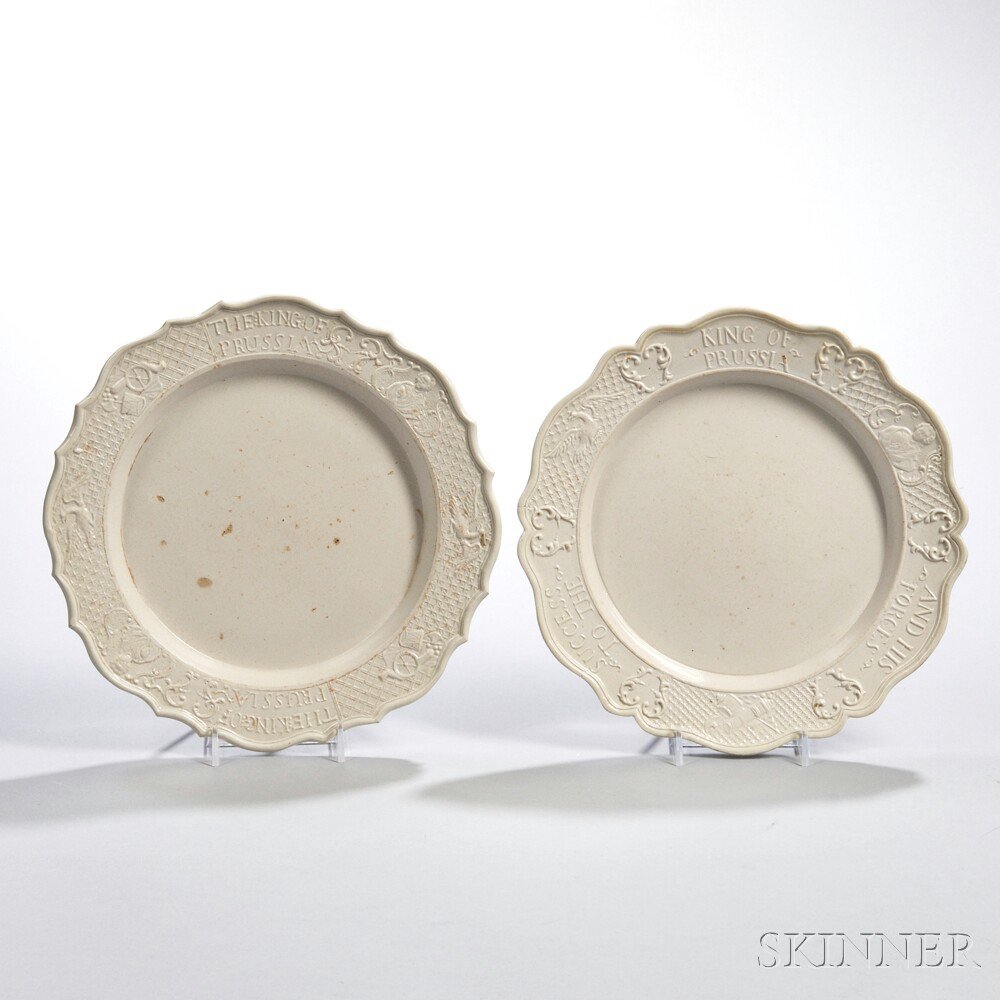 Appraisal: Two Staffordshire White Salt Glazed Stoneware King of Prussia Plates