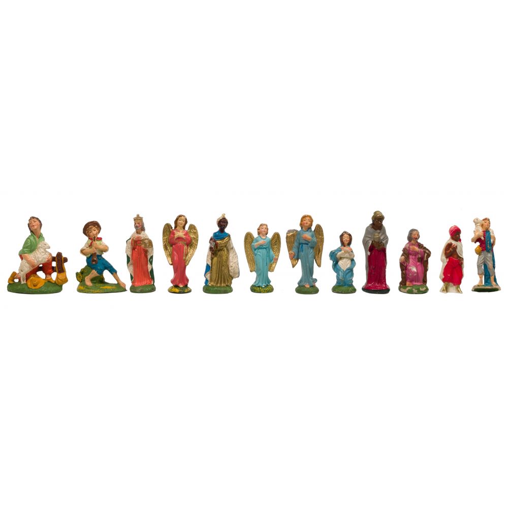 Appraisal: ITALIAN HAND PAINTED FIGURINE ASSORTMENT items including a partial nativity