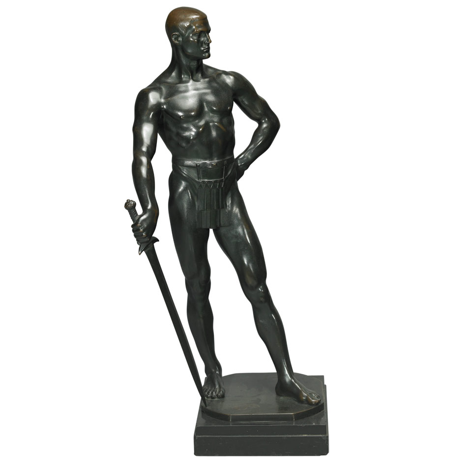 Appraisal: Austrian Bronze Classical Figure of a Warrior with Sword c