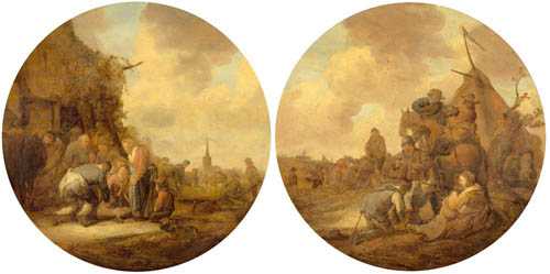 Appraisal: CUYP BENJAMIN GERRITSZ Dordrecht Pair of works Feast with freshly