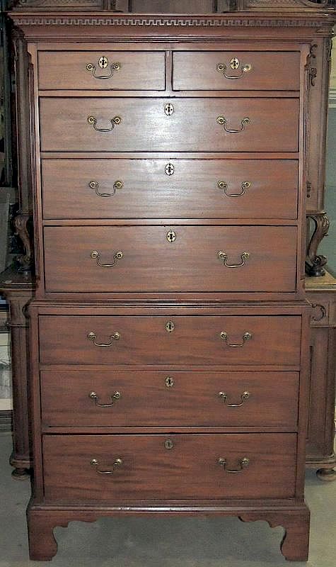 Appraisal: English Mahogany Chest on Chest th Century On bracket feet