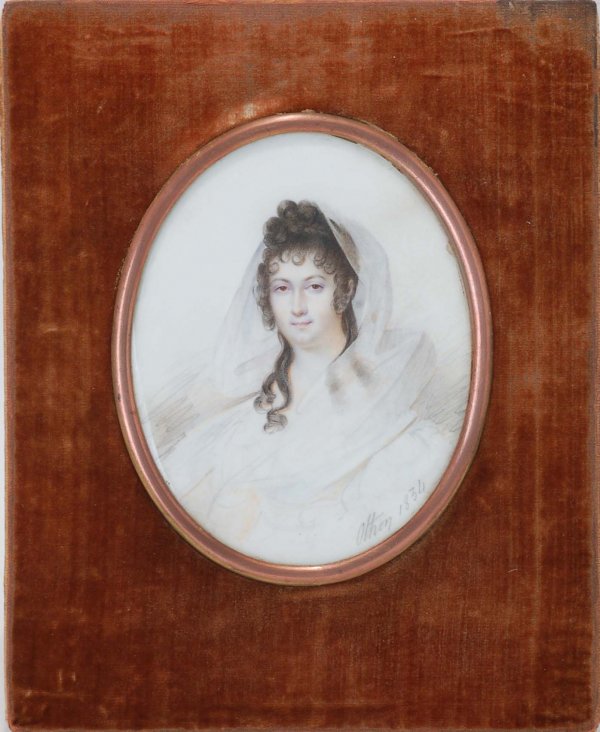 Appraisal: Narcisse Othon French th century Miniature portrait on ivory of