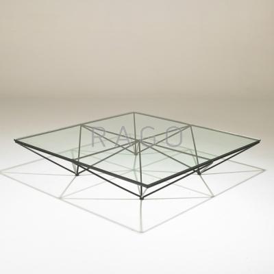 Appraisal: PAOLO PIVA Coffee table Italy s Enameled metal and glass