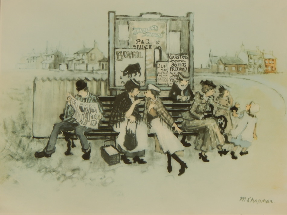 Appraisal: Margaret Chapman - Bovril - figures on a park bench