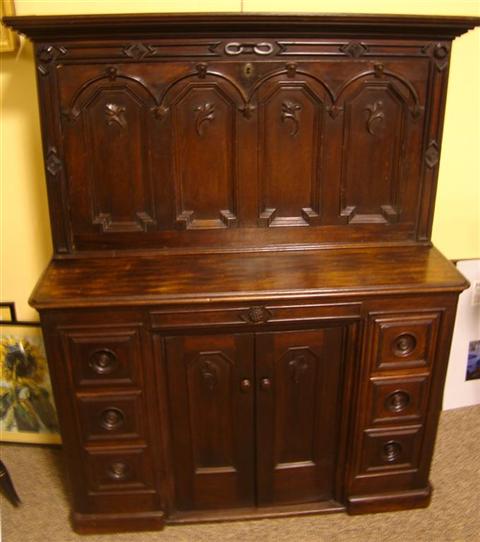 Appraisal: AMERICAN ODDFELLOWS PARQUETRY DESK th century the the drop front