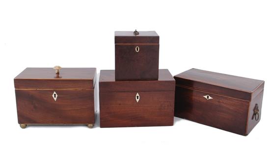 Appraisal: English inlaid mahogany tea caddies th century H W D