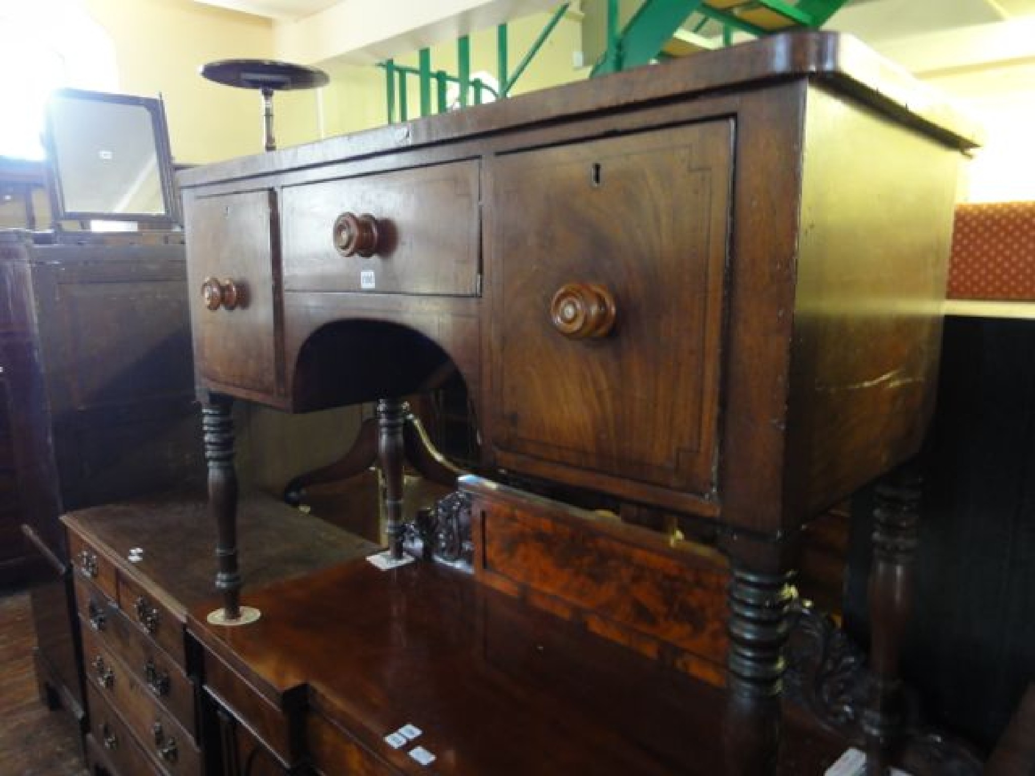 Appraisal: A mid th century mahogany side table fitted with one