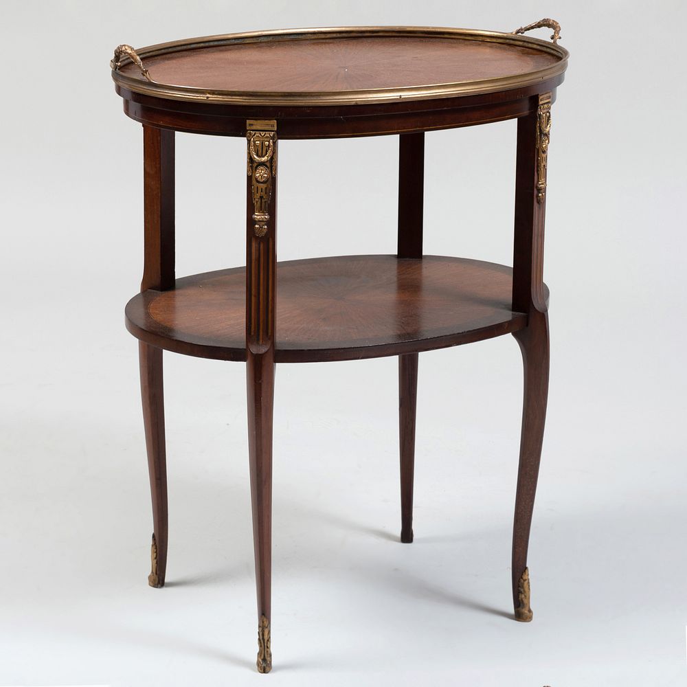 Appraisal: Naopleon III Style Gilt-Metal-Mounted Satinwood and Mahogany Two Tier Table