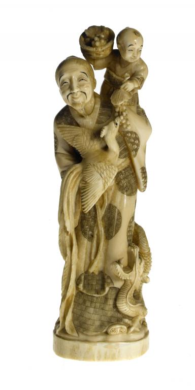 Appraisal: AN IVORY FIGURE OF A CHINESE IMMORTAL with a Hoo