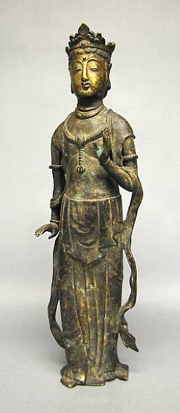 Appraisal: A gilt bronze figure of Kannon th Century Based on