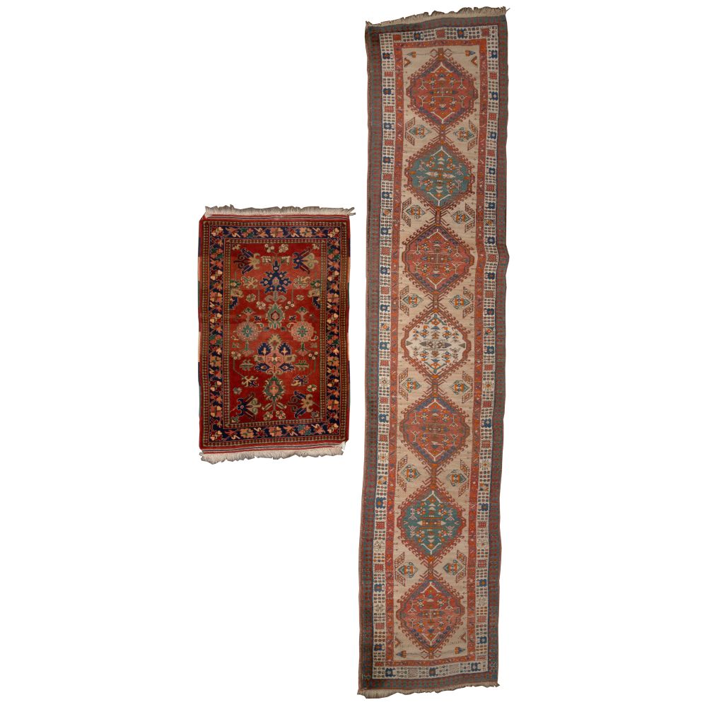 Appraisal: PERSIAN WOOL RUGS items including a runner having an abstract