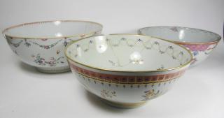 Appraisal: NO RESERVE ON THIS LOT THREE CHINESE EXPORT PORCELAIN PUNCH