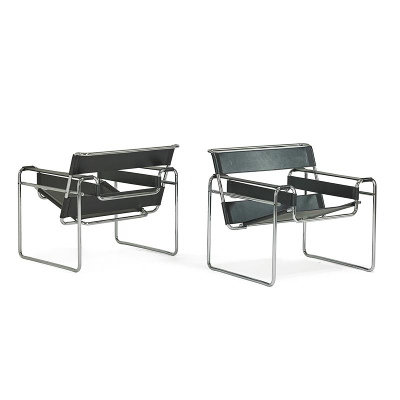 Appraisal: MARCEL BREUER KNOLL Pair of Wassily chairs Condition Report Very