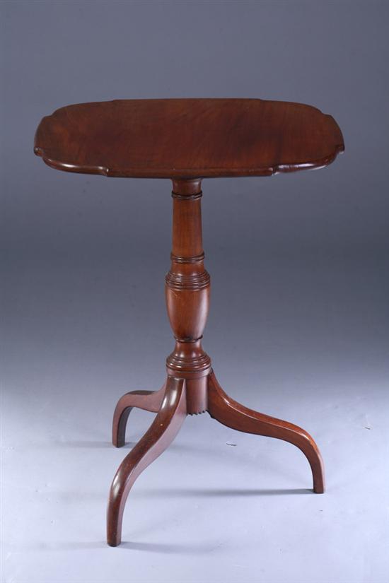 Appraisal: NEW ENGLAND MAHOGANY TILT-TOP TRIPOD CANDLE STAND early th century