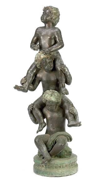 Appraisal: A bronze fountain of three youth height in width in