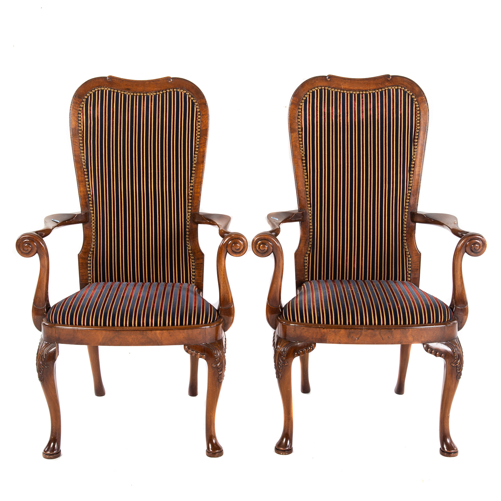 Appraisal: A PAIR OF GEORGE II STYLE ARM CHAIRS th century