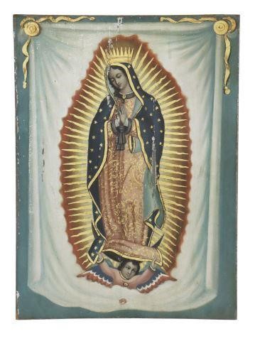 Appraisal: Unframed oil on tin retablo Nuestra Senora de Guadalupe Our