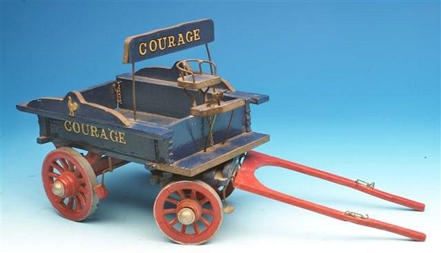 Appraisal: AN OLD BLUE AND RED PAINTED MODEL OF A COURAGE