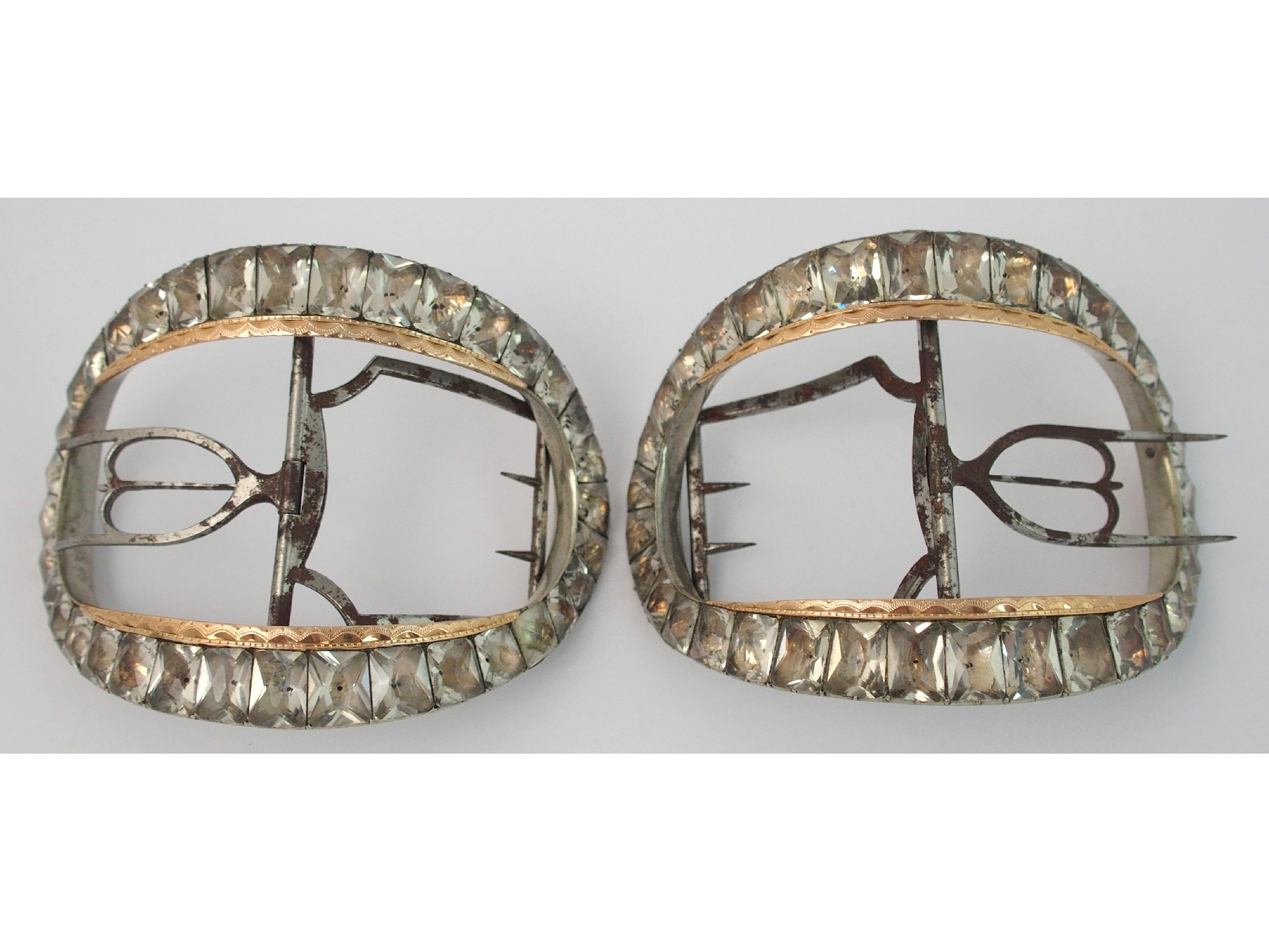 Appraisal: A pair of mid- th Century white metal shoe buckleswith