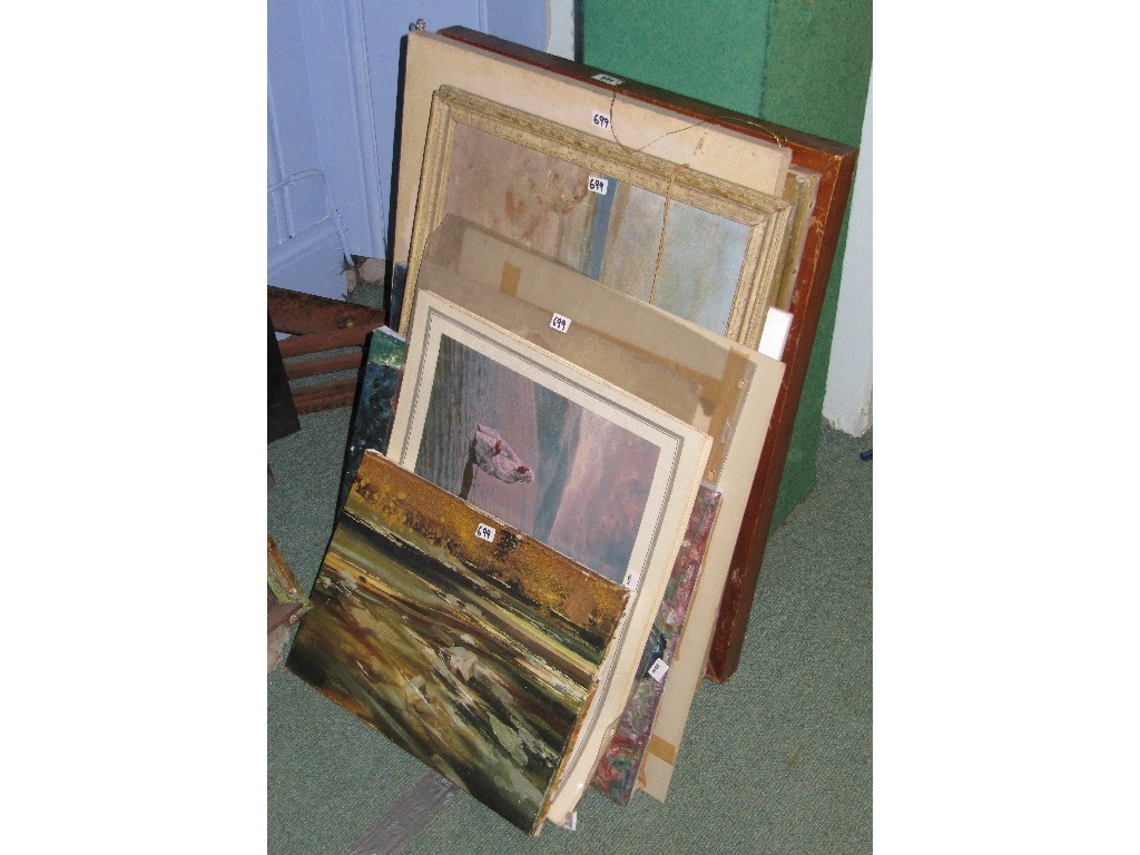 Appraisal: Lot comprising various oils prints and pictures