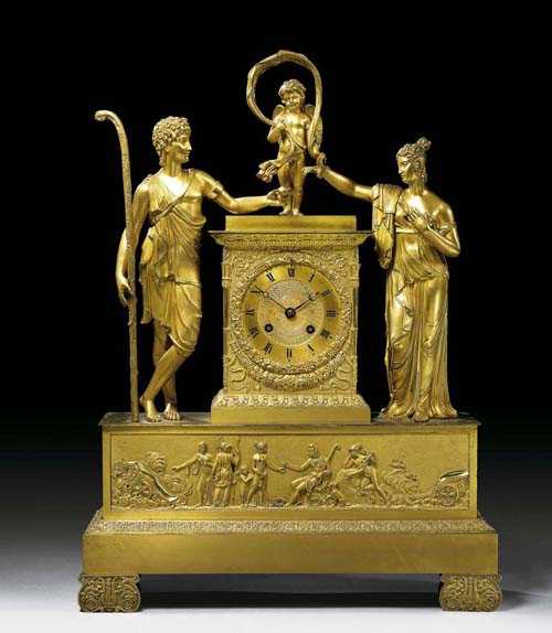 Appraisal: MANTEL CLOCK LE JUGEMENT DE PARIS Empire Paris circa Matte