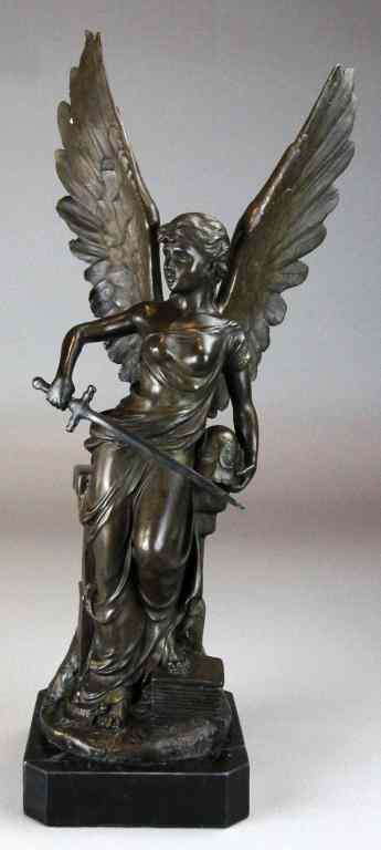 Appraisal: After Antonin Mercie Bronze SculptureDepicting a winged Greek mythological warrior