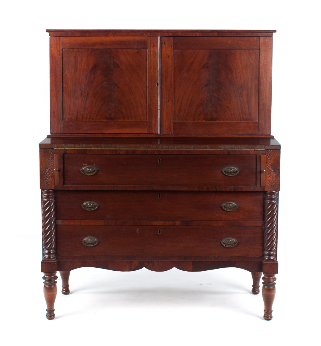 Appraisal: New England mahogany lady's writing desk circa upper section with