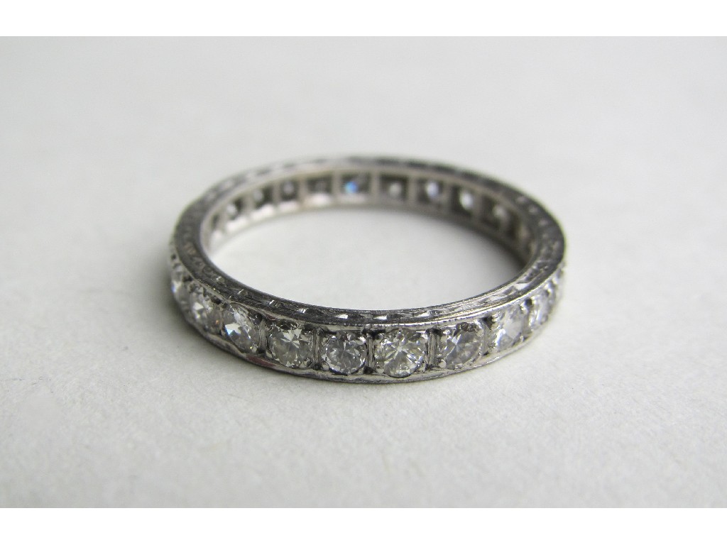 Appraisal: White metal diamond full hoop eternity ring with brilliant cut