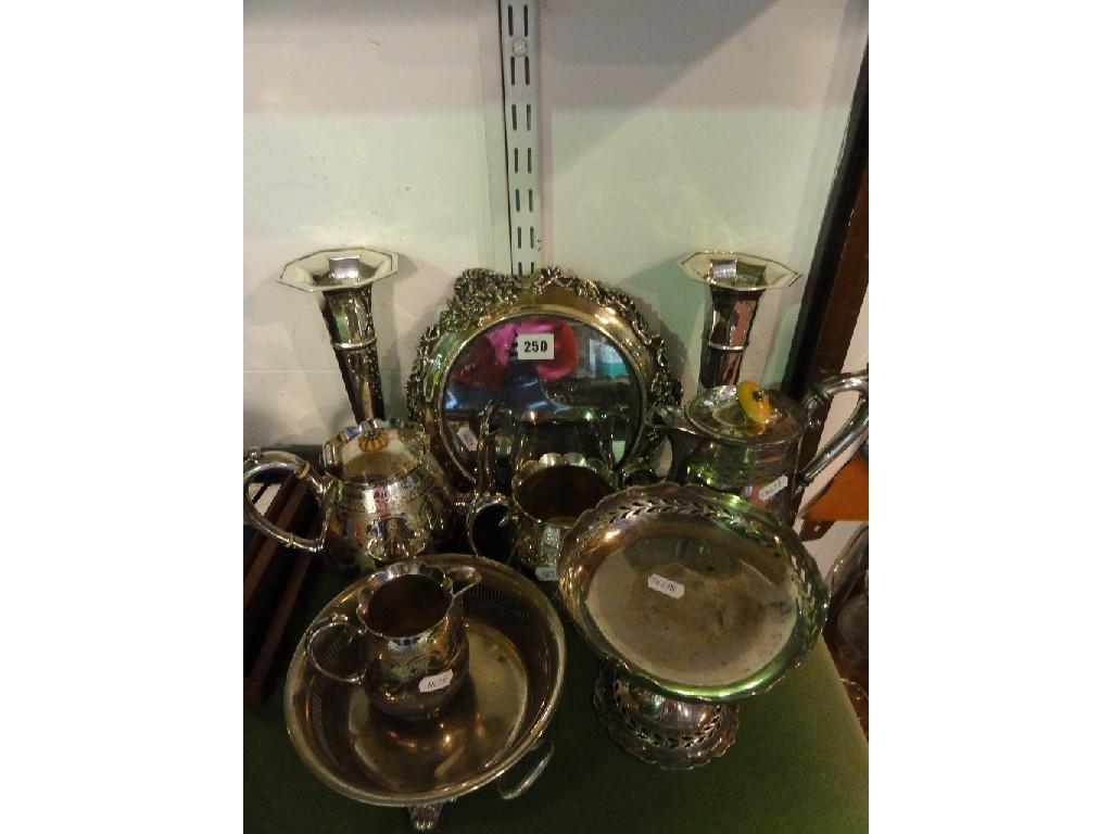 Appraisal: A collection of plated wares including a pair of vases