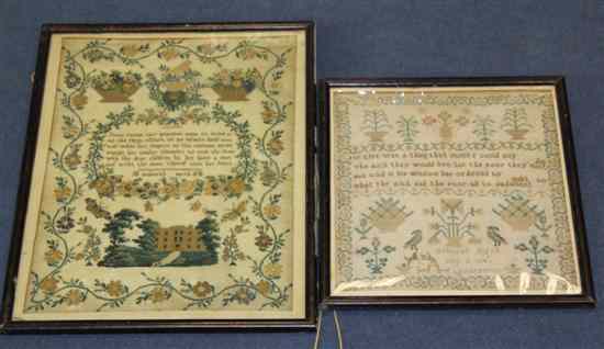 Appraisal: Two Victorian needlework samplers by Deborah Burch one dated and