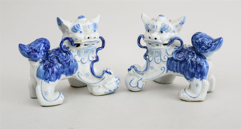 Appraisal: PAIR OF ARITA TYPE BLUE AND WHITE PORCELAIN SHI SHI