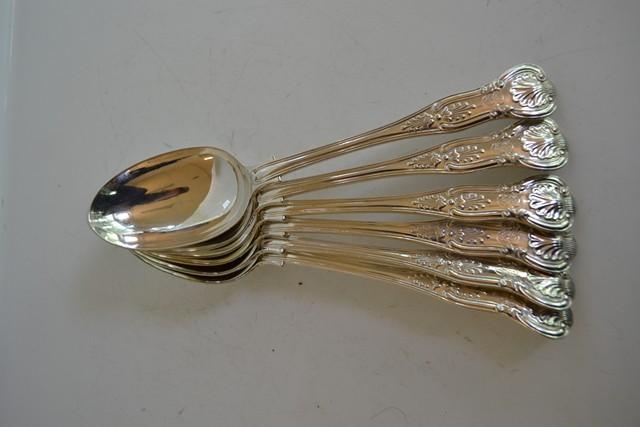 Appraisal: SET OF SIX VICTORIAN LONDON STERLING KING'S PATTERN DESSERT SPOONS