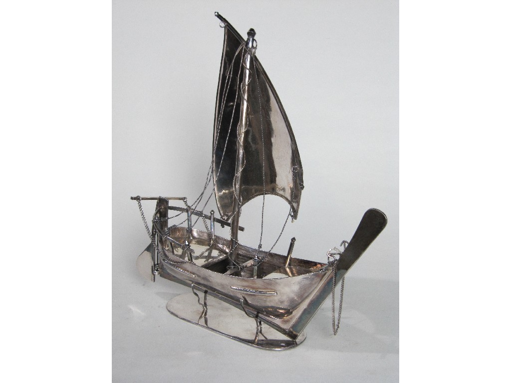 Appraisal: Middle Eastern model of a sailing ship on stand the