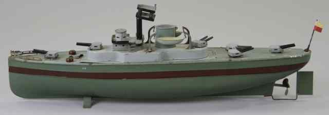 Appraisal: FLEISCHMANN DESTROYER Tin war ship done in green with brown