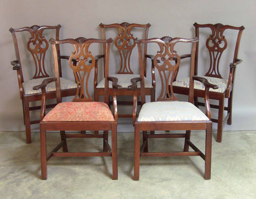 Appraisal: Set of ten Chippendale style mahogany dining chairs